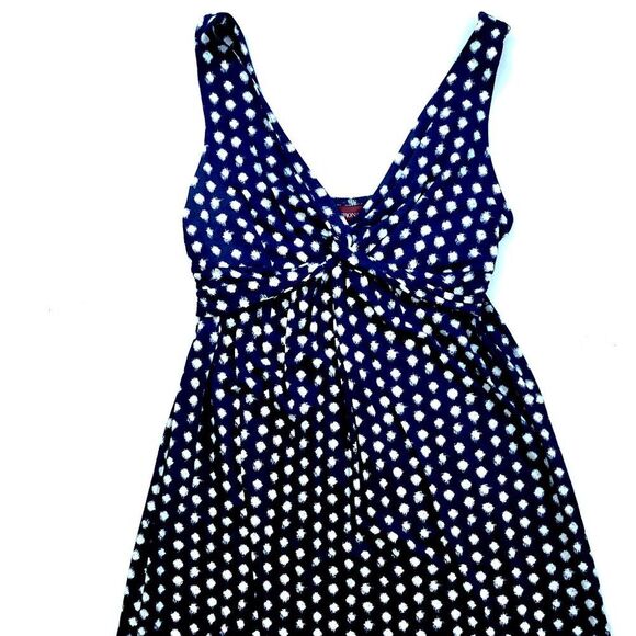 Merona Dress XS Polka- Dot Blue & White Empire Waist Retro Boho - Picture 7 of 12